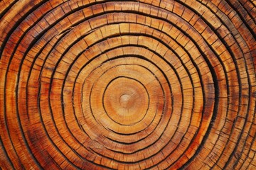 Fototapeta premium Detailed Close Up of a Tree Ring Cross Section Highlighting Unique and Natural Wood Patterns