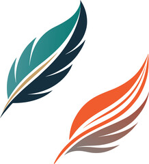 Obraz premium abstract bird feather logo set of feather