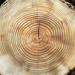 Fototapeta premium Detailed Close Up of a Tree Ring Cross Section Highlighting Unique and Natural Wood Patterns