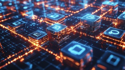 Fototapeta premium A computer chip with many small squares on it