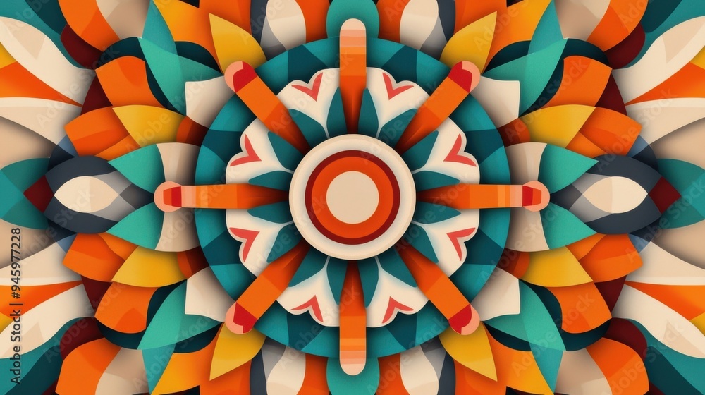Poster a kaleidoscope effect made of shifting financial symbols and graphs, creating a constantly changing 