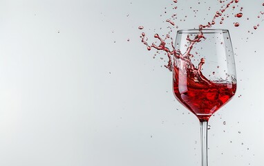 Fototapeta premium Red wine splashing out of a glass, isolated on white background