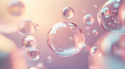 Naklejka premium A close up of many small bubbles of different sizes, all of which are pink