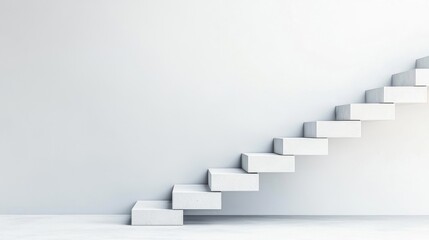 Fototapeta premium A minimalist architectural design featuring step-like structures ascending in a rhythmic pattern, symbolizing steady growth and progress