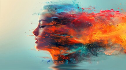 Abstract Artistic Explosion of Color and Emotion