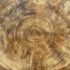 Fototapeta premium Cross section of cut wood tree trunk slice with wavy pattern cracks and rings sawed down from woods