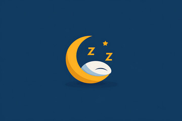 A simple and clean icon of the moon and a cloud in flat art style. The design features minimalistic shapes and smooth lines, representing a serene nighttime scene