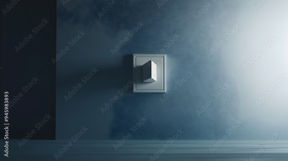 Poster a conceptual image of a light switch floating weightlessly in mid air creating a minimalist and futu