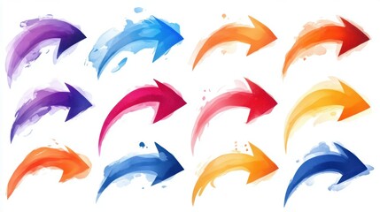 set of curved multi-colored arrows on a white background