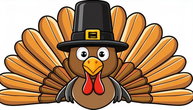 thanksgiving bird in a Pilgrim hat
