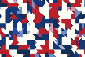 Fototapeta premium symmetrical grid arrangement with bold lines in red, white, and blue, minimalist background, white background Stock Photo