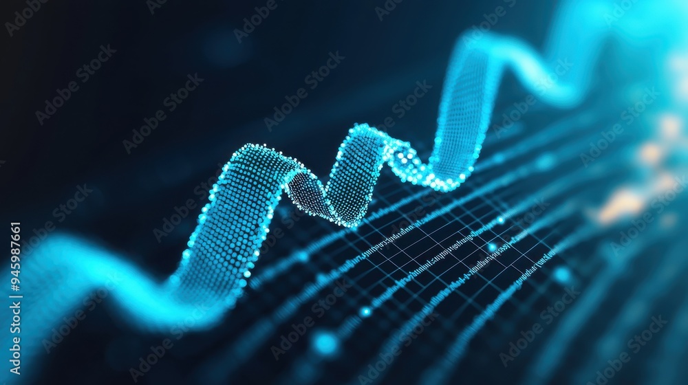 Aufkleber complex financial graphs and charts in shades of blue, with multiple overlapping lines and a promine
