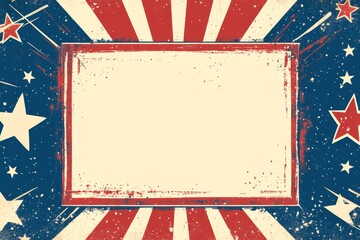 Obraz premium American flag design on a red square border with a red and white frame illustration on a plain background