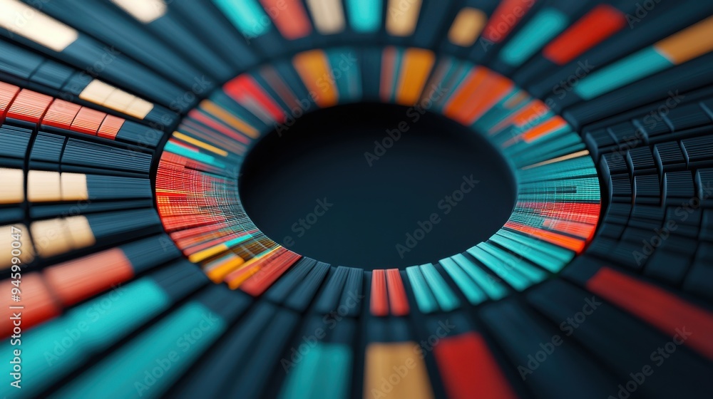 Poster kaleidoscope effect: create a kaleidoscope using financial symbols and graphs, constantly shifting t