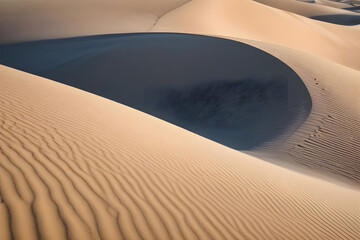 Desert Shadows: A Serene Oasis Hidden Among Rolling Sand Dunes 