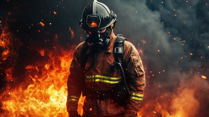 Obraz premium a tired fireman in his forties.