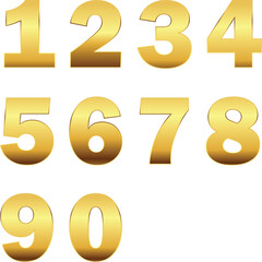 Golden Metal Number 1 to 10, one to ten number in Golden Color, Alphabet Number, Golden 1,2,3,4,5,6,7,8,9,0, numbers zero to nine in Gold, set of number collection