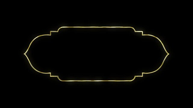 islamic gold frame animated oval frame round rectangle frame wedding model gold frame luxury background 4k gold border looping
