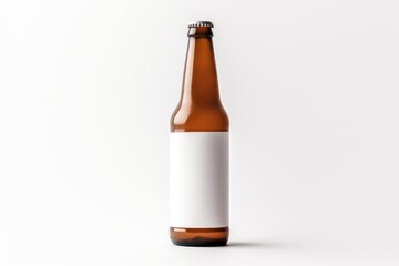 Beer bottle drink lager white background.