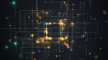 Obraz premium Abstract square business connection of lines from nodes It is connected to endless nodes and represents the innovation of communication in the network.