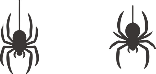 Set of Black Spider on White Background Illustration.