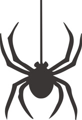 Black Spider on White Background Illustration.