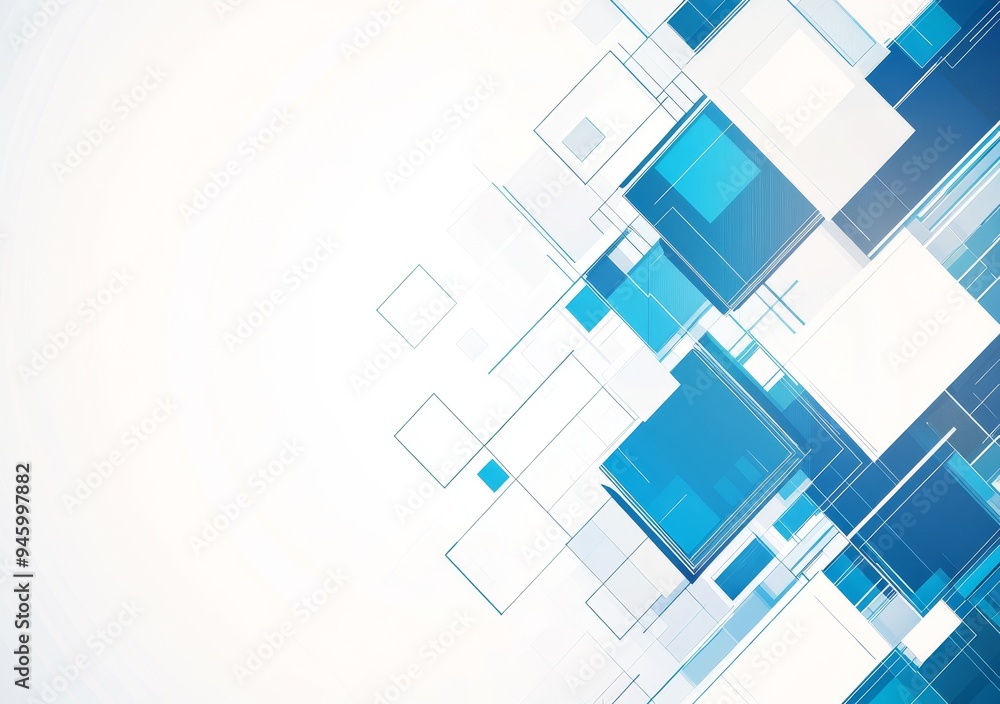 Aufkleber the abstract technology background is shaped like a blue and white geometric shape, with a soft blur