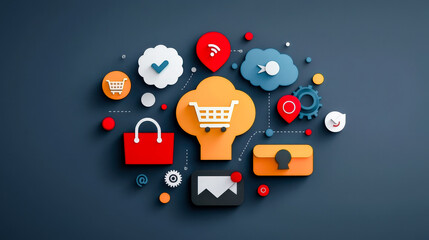 Modern E-Commerce Icons A Creative Collection of Vibrant Shopping Designs Perfect for Representing Digital Marketing Online Retail and Consumer Engagement in the E-Commerce Industry