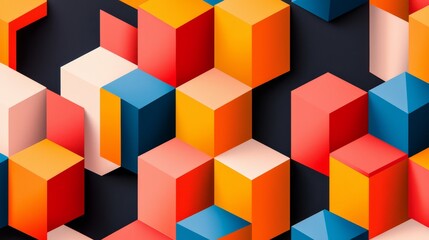 Obraz premium A pattern of geometric prisms and shapes, creating a modern, 3D effect