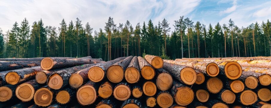 Efficiently managed forest with sustainable logging practices, forestry, conservation