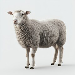 Fototapeta premium A realistic 3D rendering of a sheep standing on a plain background.