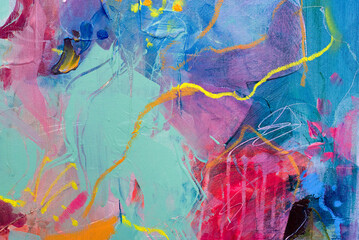 Abstract art floral backgrounds. Hand-painted background. Acrylic painting on canvas.Texture acrylic . Fragment of artwork. Brushstrokes of paint. background for textile, package, floristic poster