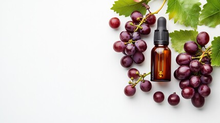 Obraz premium Natural Grape Seed Essential Oil Flat Lay Composition