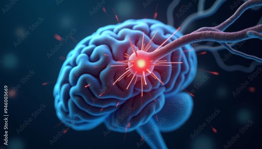 Poster neurons firing in a brain illustrating thought and cognition