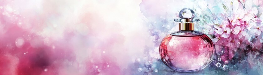 Perfume mist with luxurious musk scent, watercolor style