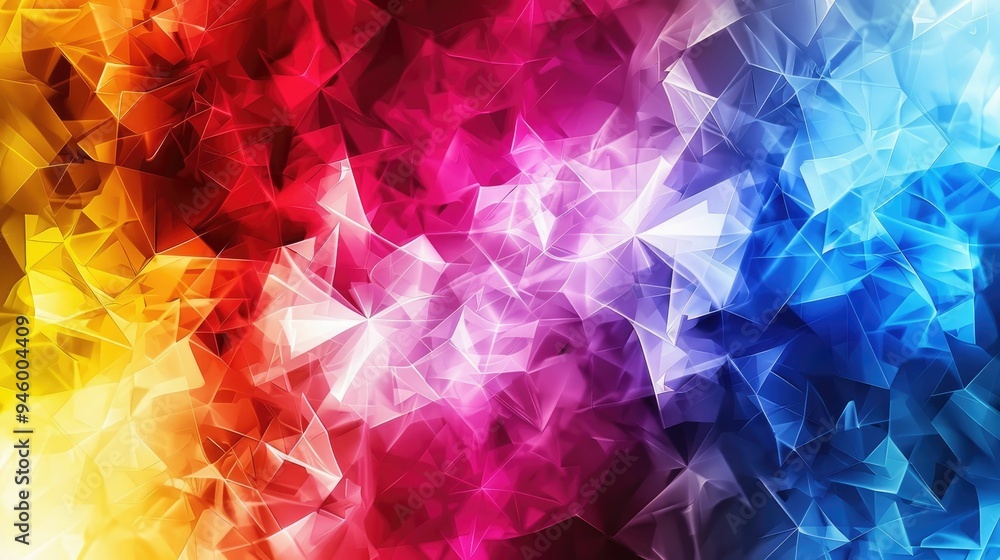 Wall mural Abstract polygonal background with a burst of colorful facets