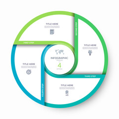 Infographic circle with 4 options. 4-step process chart, cycle diagram. Can be used for visualizing data, business presentation, report, brochure, web design.