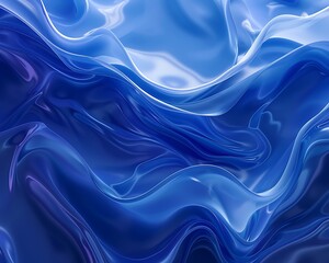 Sapphire blue abstract background with fluid waves and textures, conveying depth and tranquility.