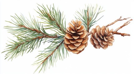 Woody scent, sandalwood and pine, watercolor style