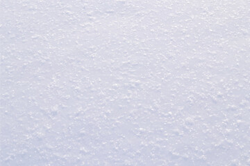 Snow surface with fresh fluffy snowflakes. Vector texture, background. Smooth white surface with copy space. Winter white background.