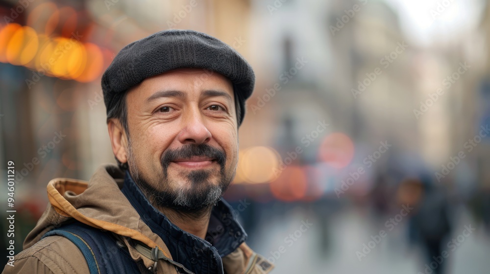 Poster a portrait with a person in sharp focus and a blurred background