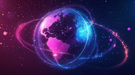 Obraz premium Digital Globe with Glowing Lines and Connections