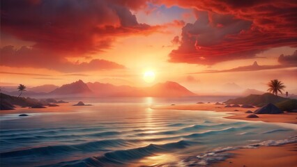 Fototapeta premium a ocean with hot conditions illustration background