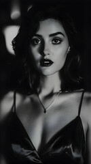 Fototapeta premium Femme Fatale Sleek Satin Gown And Secreti