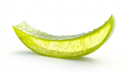 Fresh Green Aloe Vera Slice on White Background