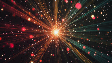 Fototapeta premium Abstract light explosion and network points, dot, earth's surface, digital background Innovation network points Earth's surface wave background digital wave information technology background