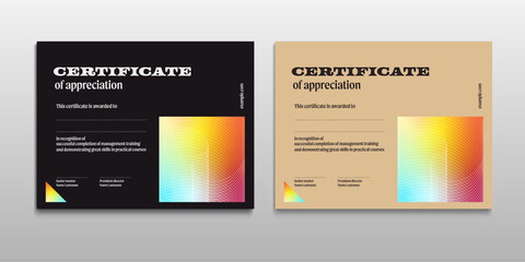 Certificate of appreciation template design. Elegant business diploma layout for training graduation or course completion. Vector background illustration.