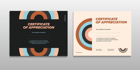 Certificate of appreciation template design. Elegant business diploma layout for training graduation or course completion. Vector background illustration.