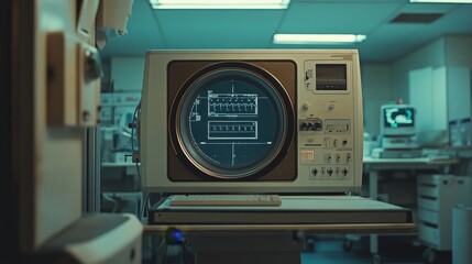 Vintage Medical Equipment with Heart Rate Monitor and ECG Display