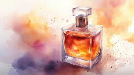 Musk perfume, warm and inviting, watercolor style